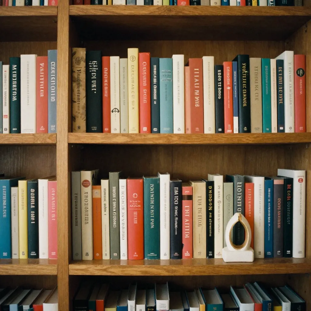 Cozy reading nook with carefully arranged books