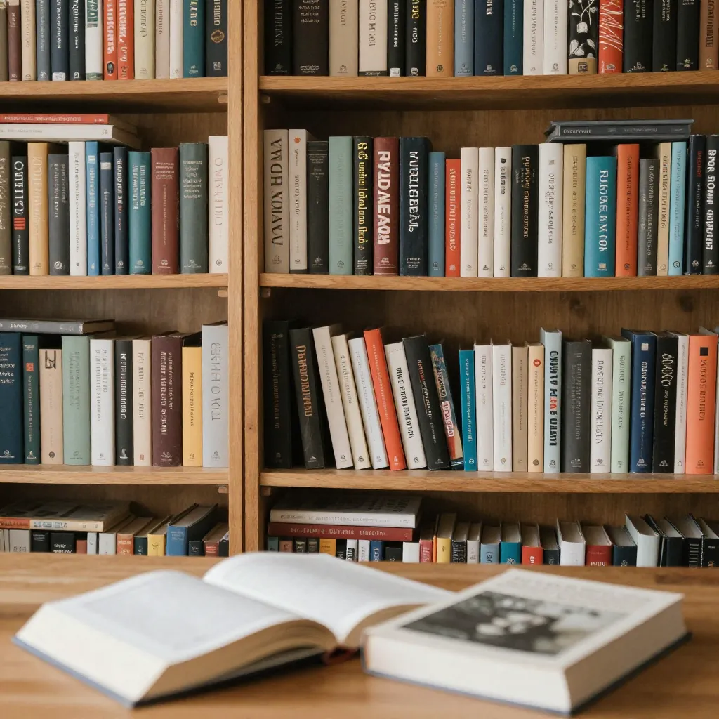 Modern library space with contemporary book display