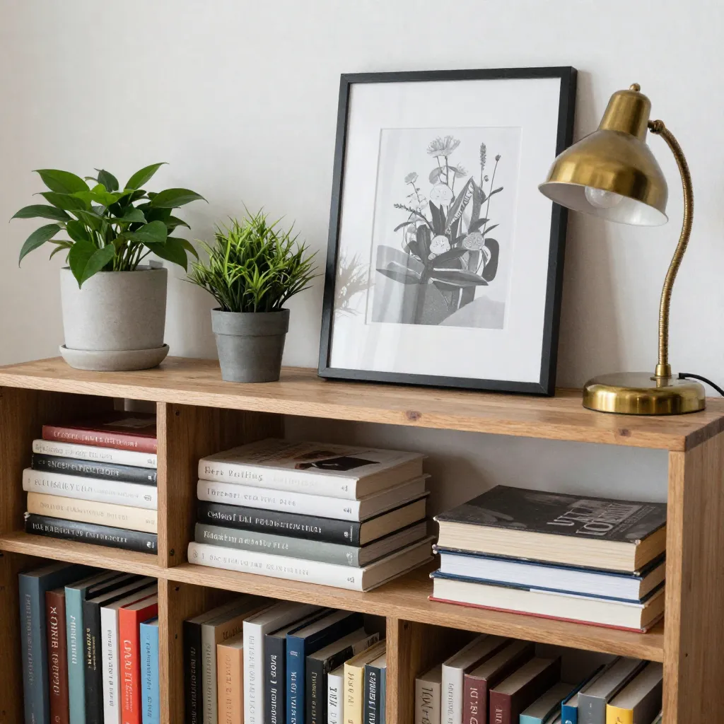 Elegant study with curated book collection